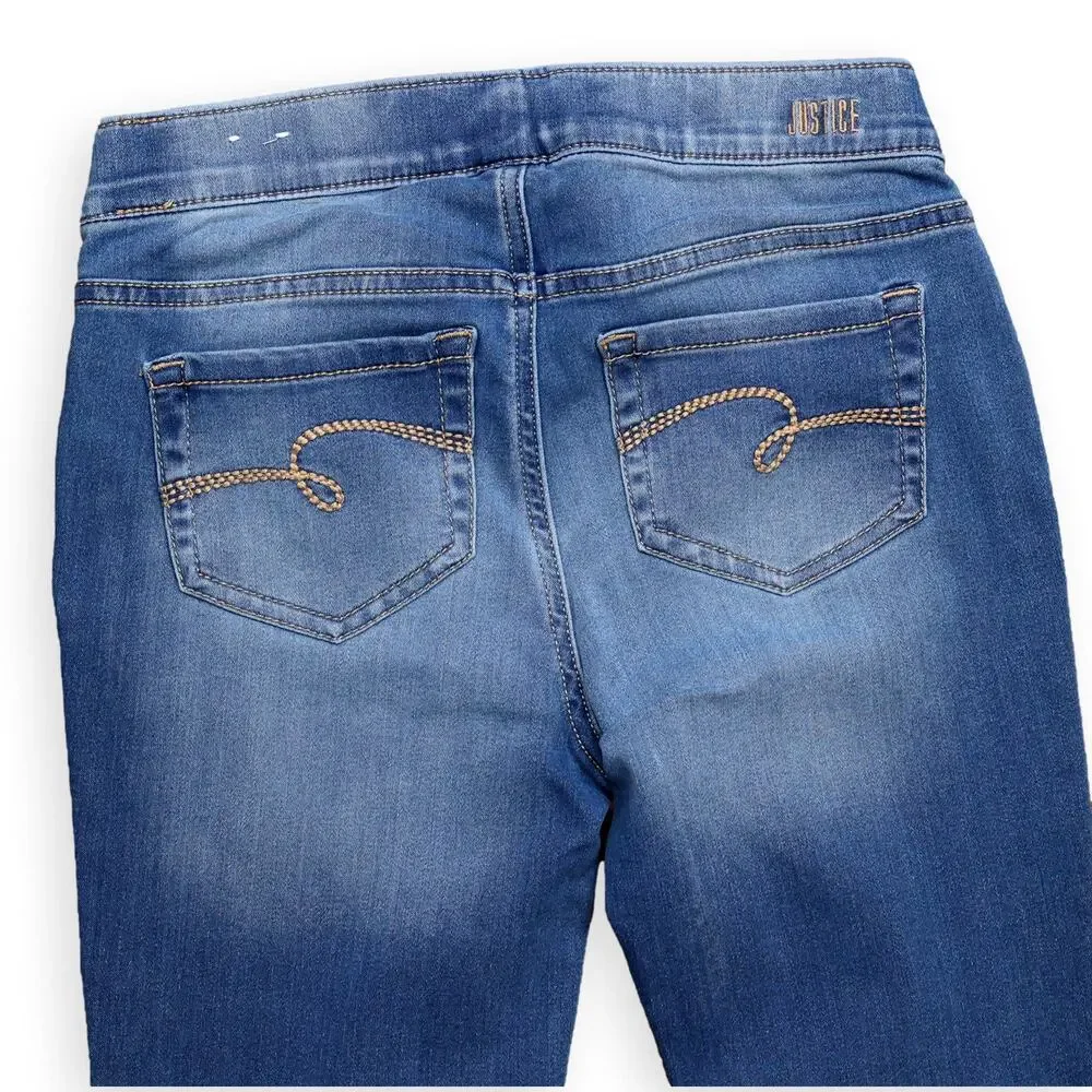 Justice Girls Medium Wash Distressed Jeggings 12
